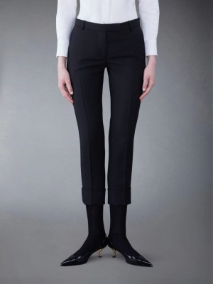 Thom Browne Wool Low Rise Cigarette Donna Pantaloni Nere | PSN69I34808