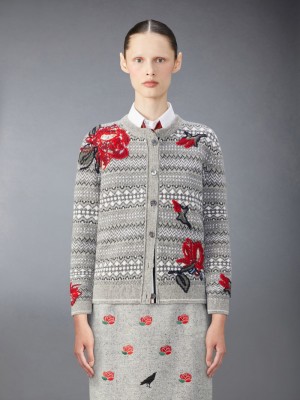 Thom Browne Wool Rose Donna Cardigan Grigie | ACZ51A08458