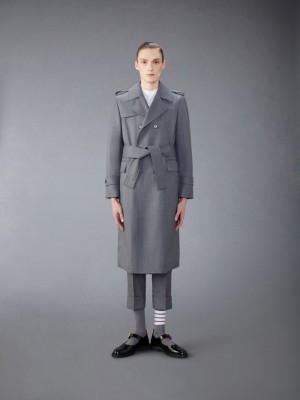 Thom Browne Wool Twill Unconstructed Trench Uomo Cappotti Grigie | MDA80W01502