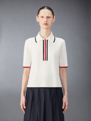 Thom Browne Wool Zip up Donna Polo Bianche | ISH40B48083