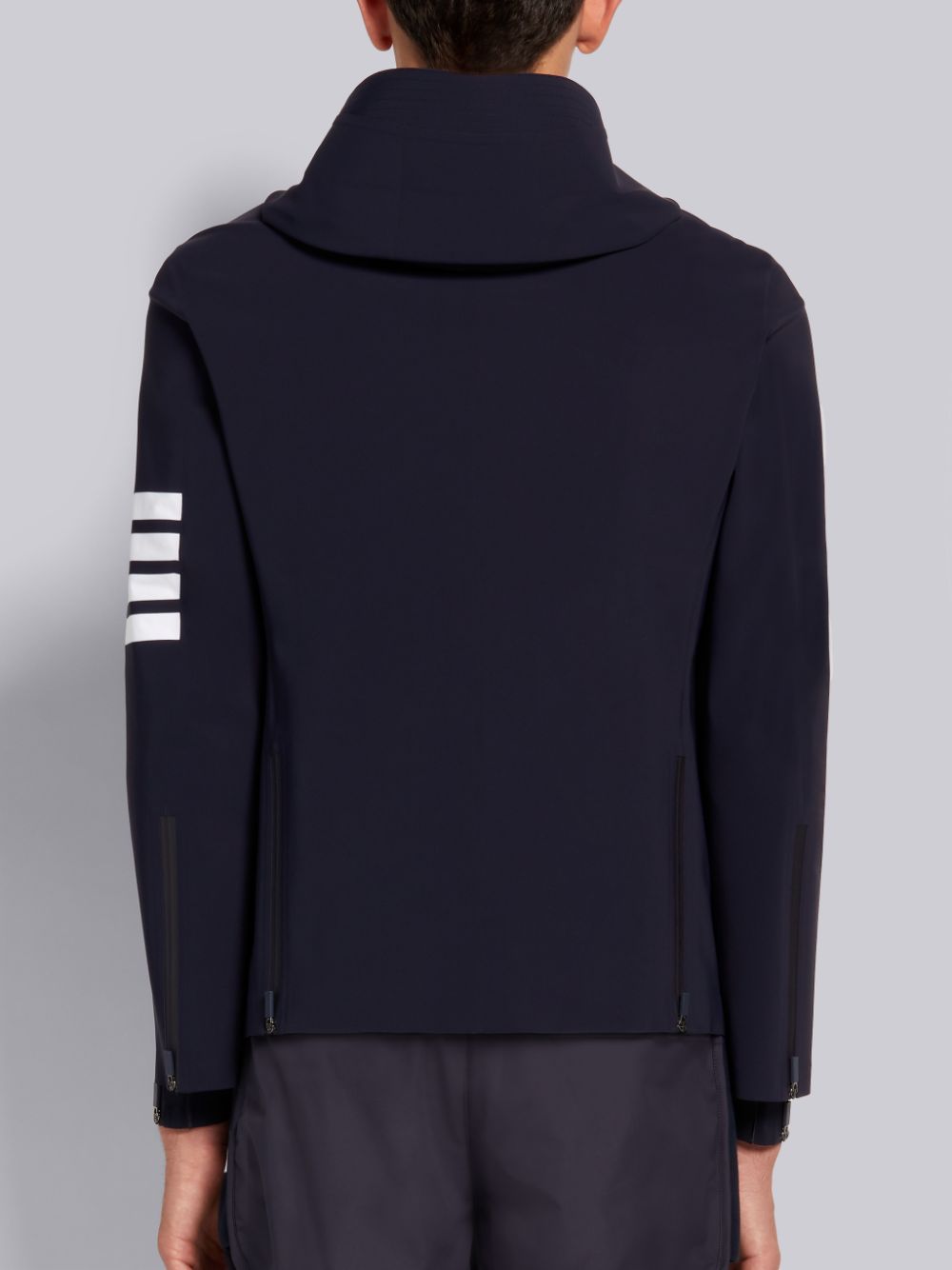 Thom Browne 4-Bar Stripe Hooded Compression Sport Uomo Giacche Blu Marino | LZL86P25190