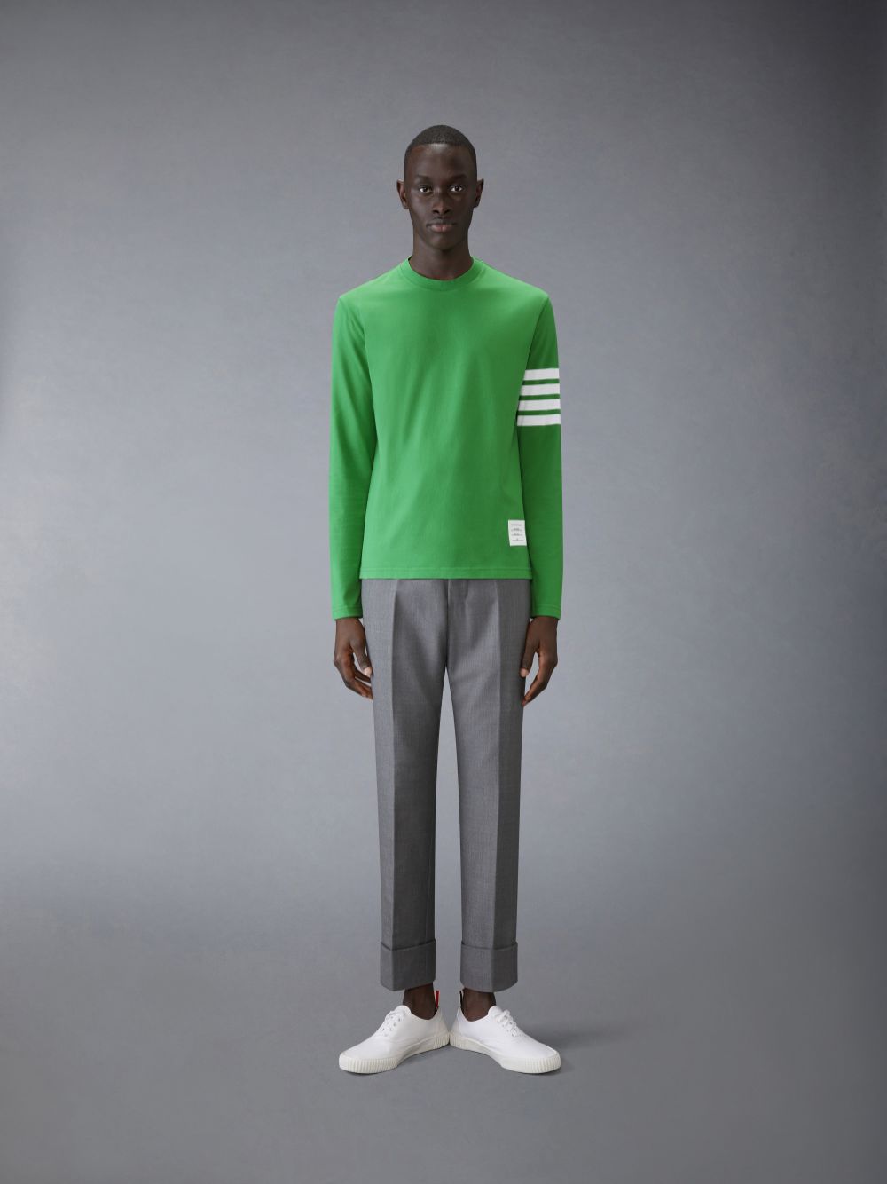 Thom Browne 4-Bar long-sleeve Uomo Magliette Verdi | JXK01X99300