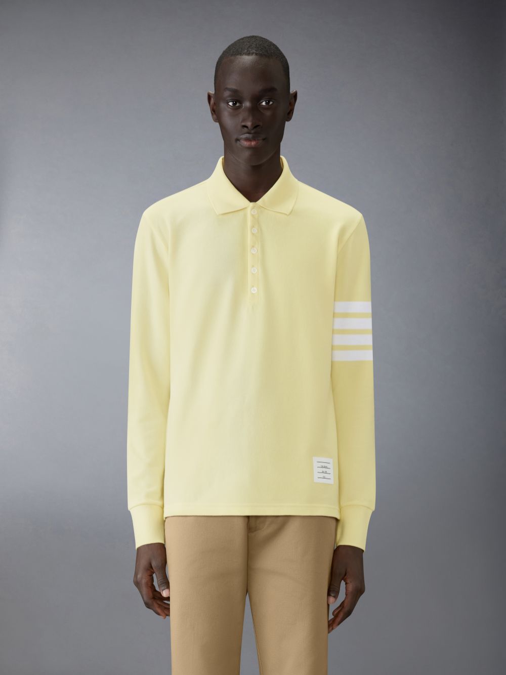 Thom Browne 4-Bar long-sleeve Uomo Polo Gialle | NPI67H88063