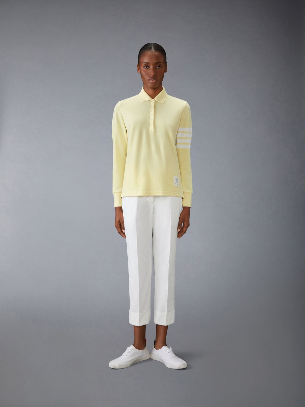 Thom Browne 4-Bar long-sleeved Donna Polo Gialle | SHR19B78092