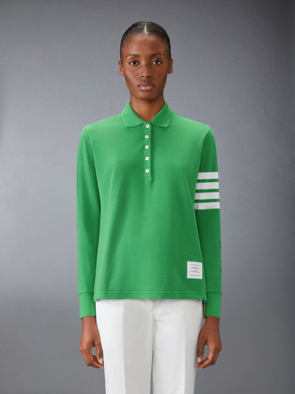 Thom Browne 4-Bar long-sleeved Donna Polo Verdi | AGX16U19522