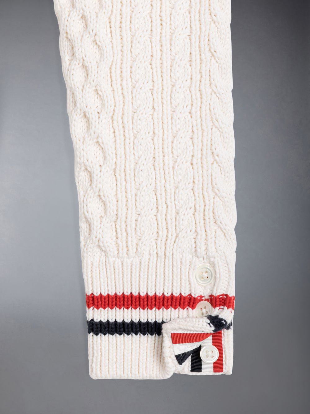 Thom Browne ARAN CABLE CRICKET STRIPE V-NECK Ragazzo Pullover Bianche | VHT18X75917