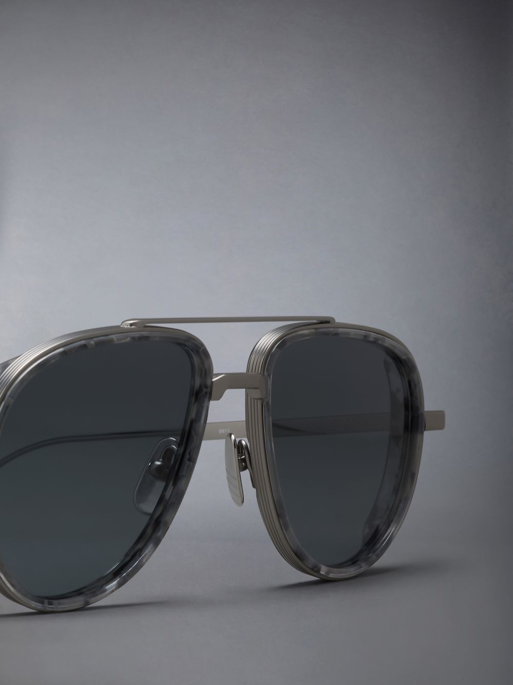 Thom Browne Acetate And Titanium Aviator Uomo Occhiali da Sole Grigie | JCD05G35828