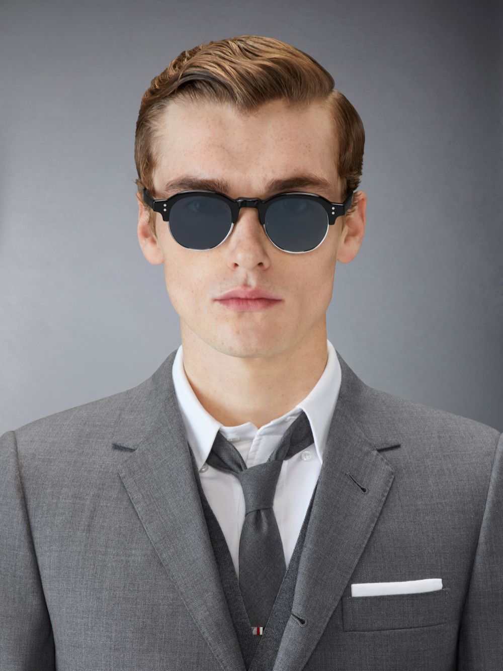 Thom Browne Acetate And Titanium Oval Uomo Occhiali da Sole Nere | WRM94Z88590