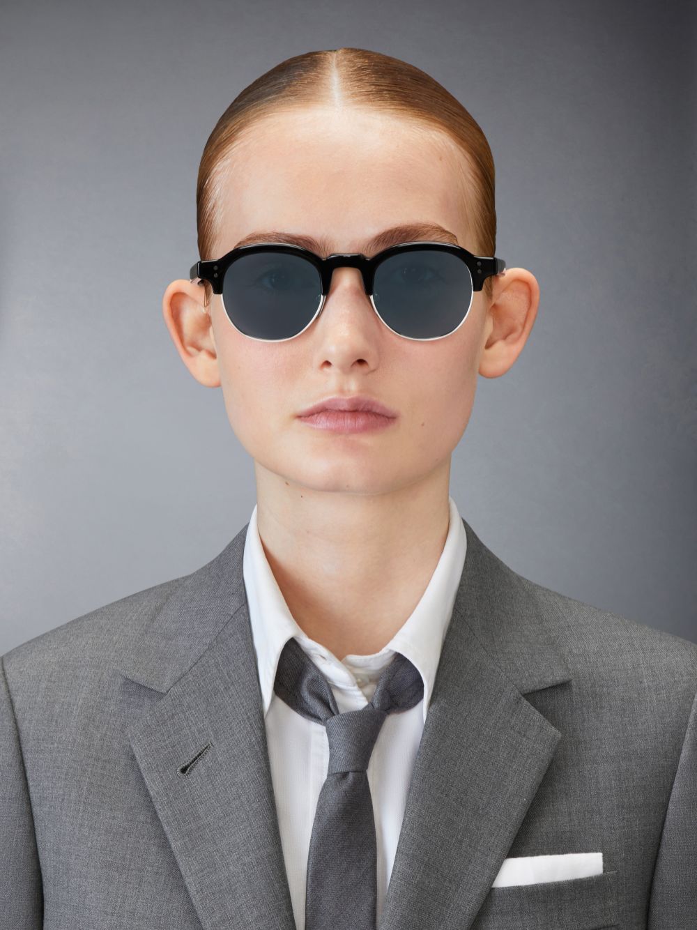 Thom Browne Acetate And Titanium Oval Uomo Occhiali da Sole Nere | WRM94Z88590