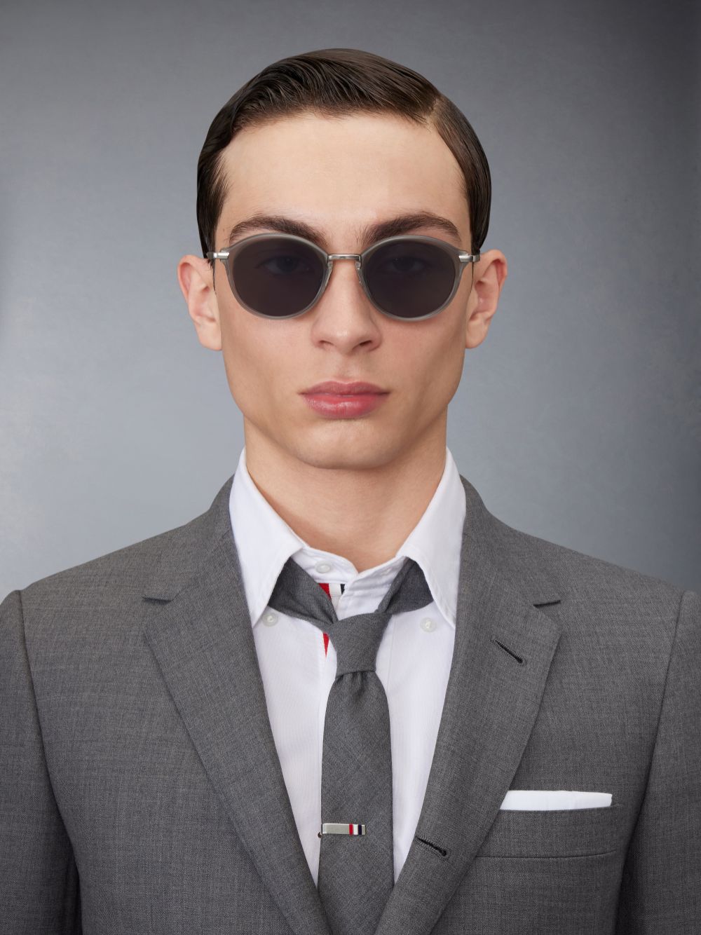 Thom Browne Acetate And Titanium Round Uomo Occhiali da Sole Grigie | RZX43J79369