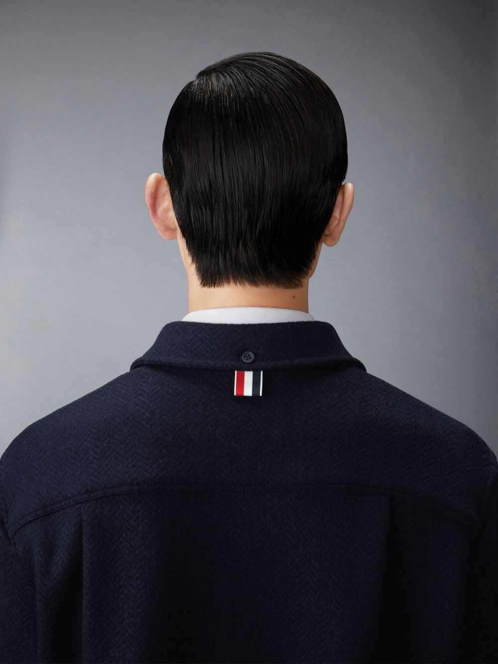 Thom Browne Boiled Cotton Wool Herringbone Oversized Uomo Camicie Blu | QLO08O51836