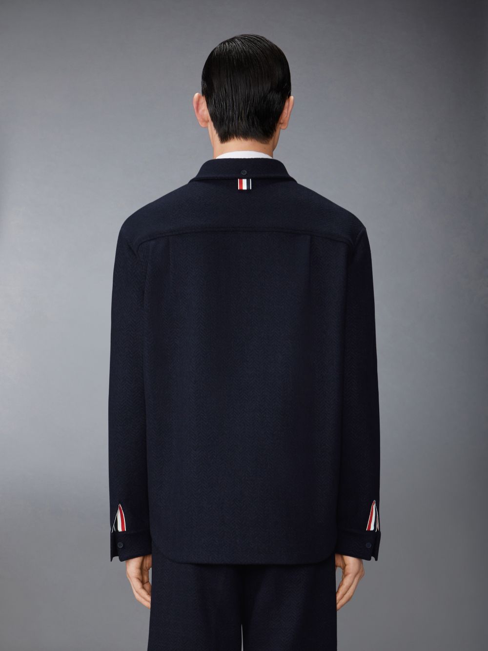 Thom Browne Boiled Cotton Wool Herringbone Oversized Uomo Camicie Blu | QLO08O51836