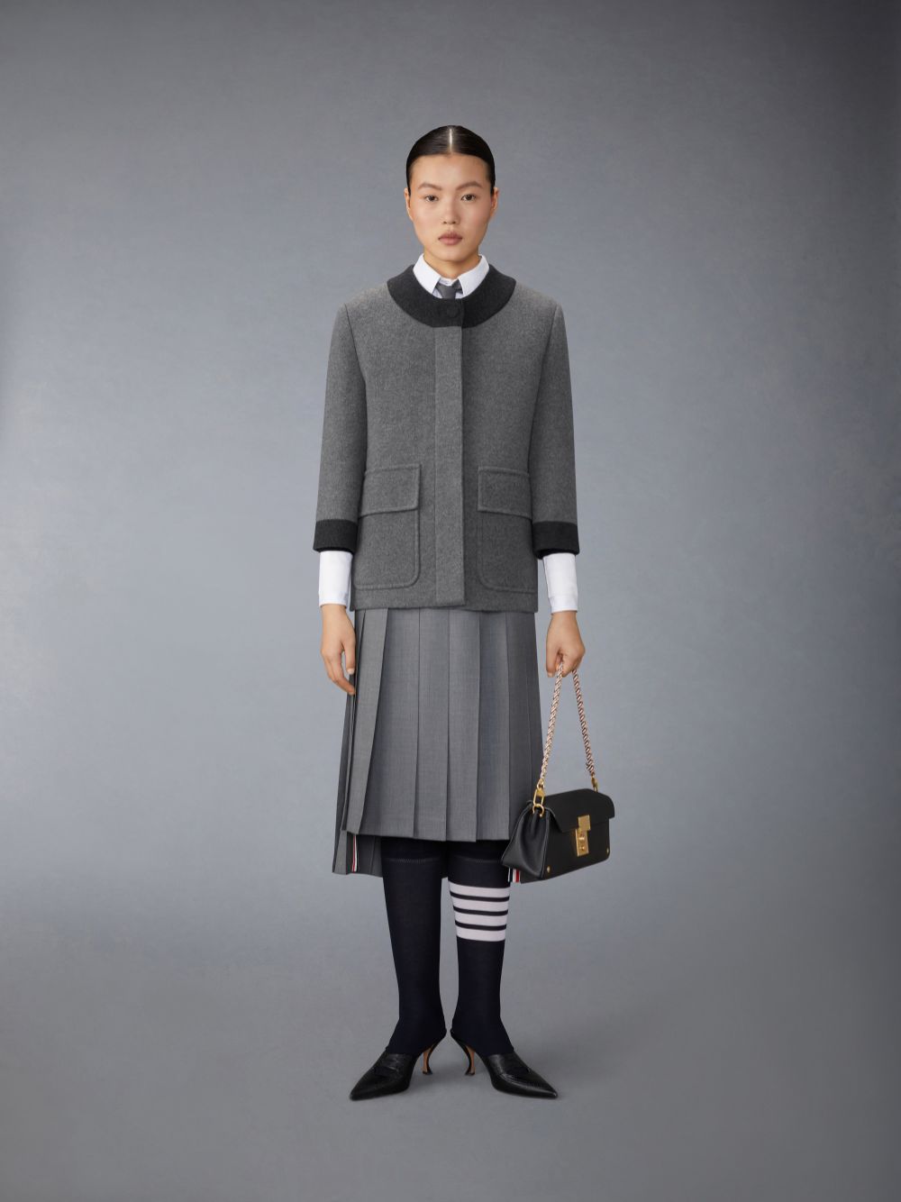 Thom Browne Boiled Merino Wool Double Face Stitch Donna Cardigan Grigie | PHU13N14784