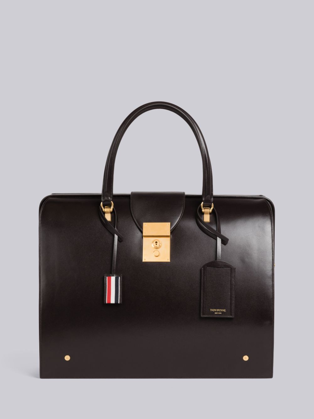 Thom Browne Box Calf Leather Mr. Donna Borsa Da Viaggio Marroni | NVA53K48209