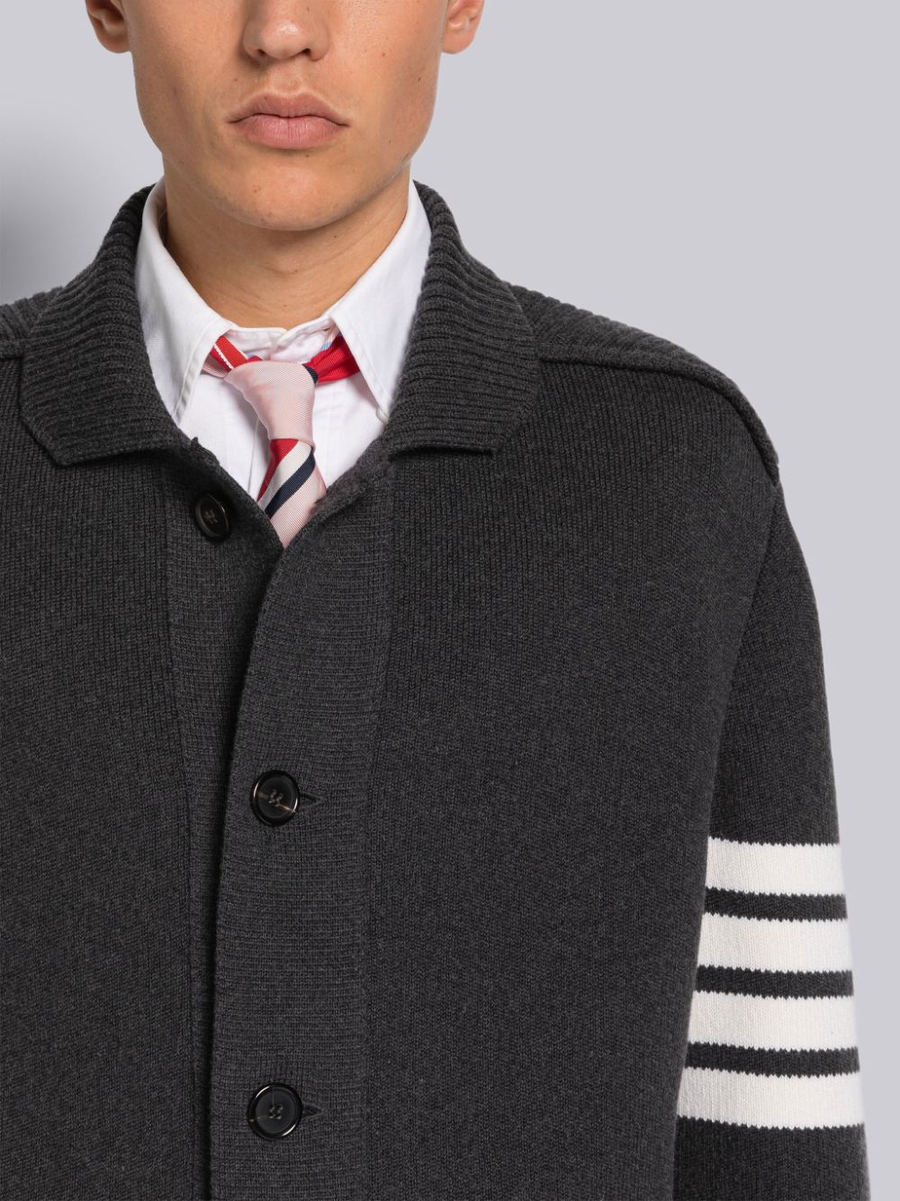 Thom Browne COTTON CASHMERE INTERLOCK 4-BAR POLO COLLAR Uomo Giacche Grigie | XNO48B00333