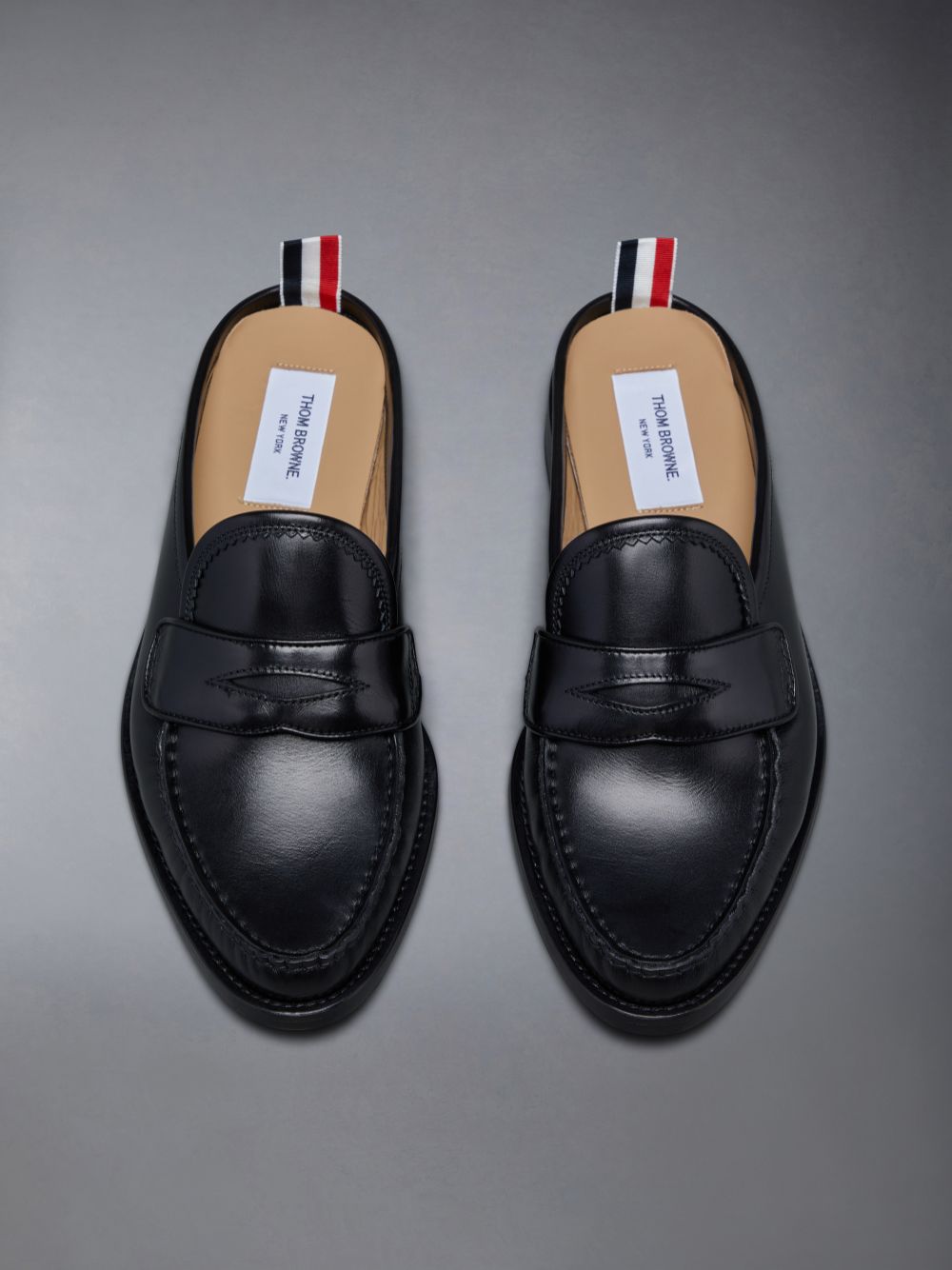 Thom Browne Calf Flexible Leather Sole Pleated Penny Uomo Mocassini Nere | XUV06U23717