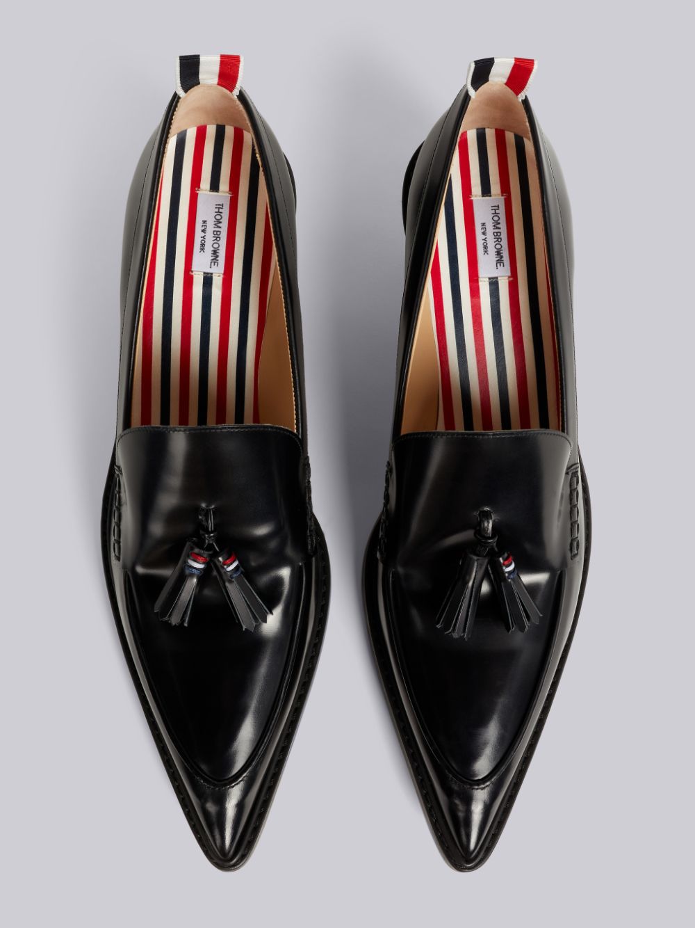 Thom Browne Calf Leather 50mm Curved Heel Tassel Donna Mocassini Nere | UTY18I17299