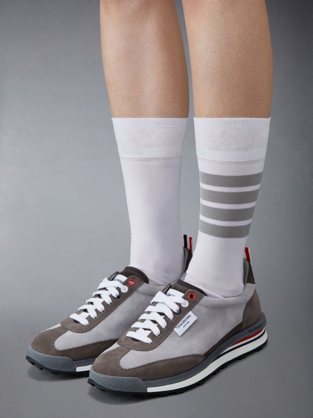 Thom Browne Calf Suede Tech Runner Donna Sneakers Grigie | HPI66M55706