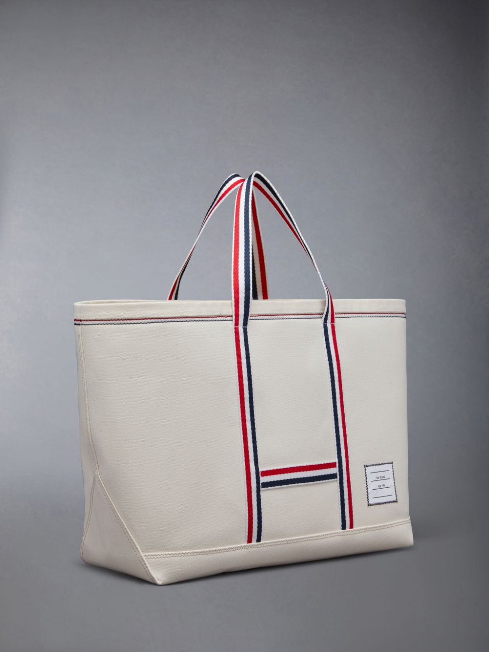 Thom Browne Canvas Stripe Medium Tool Donna Borse Tote Bianche | SQP51X27243