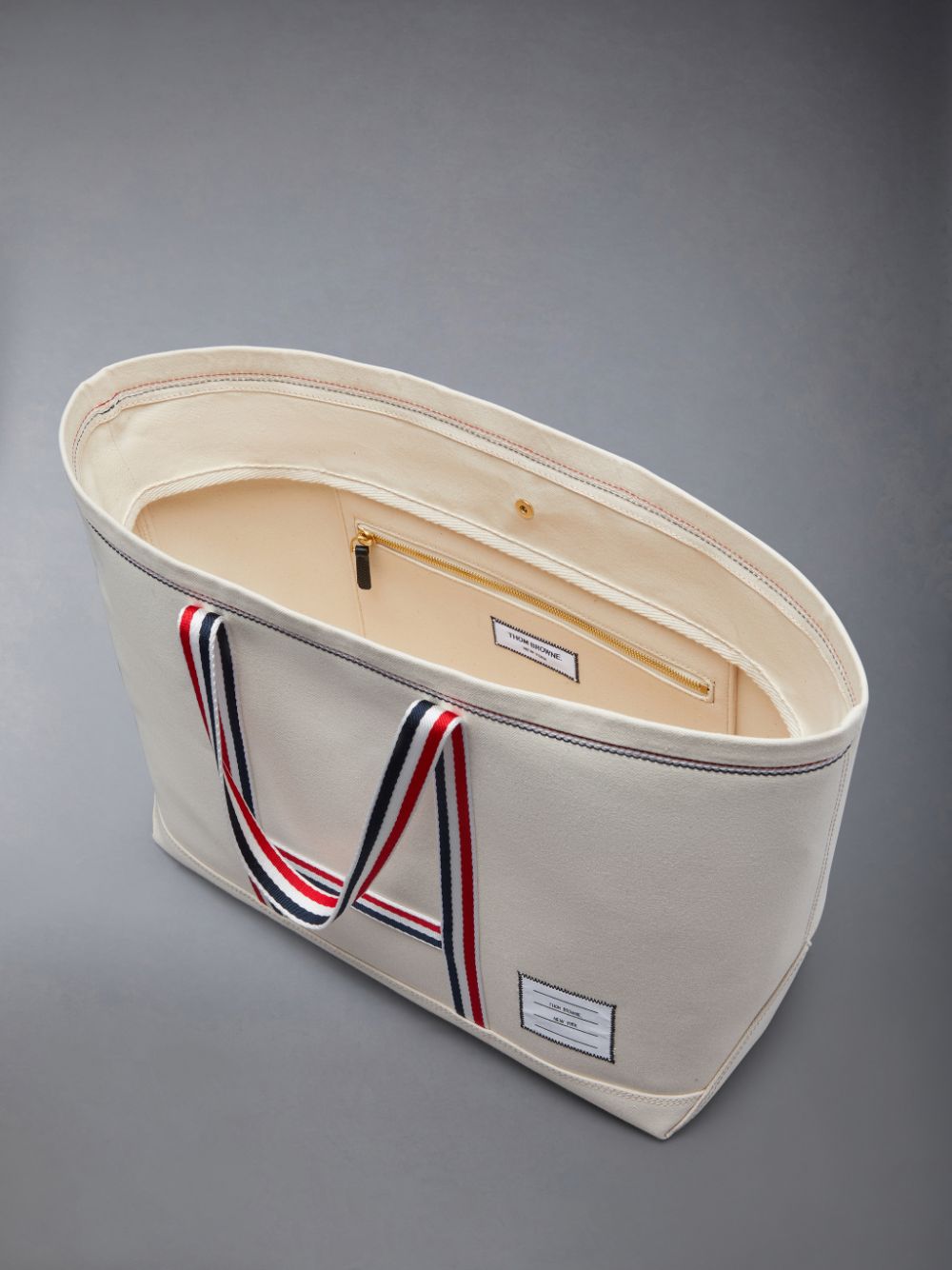 Thom Browne Canvas Stripe Medium Tool Donna Borse Tote Bianche | SQP51X27243