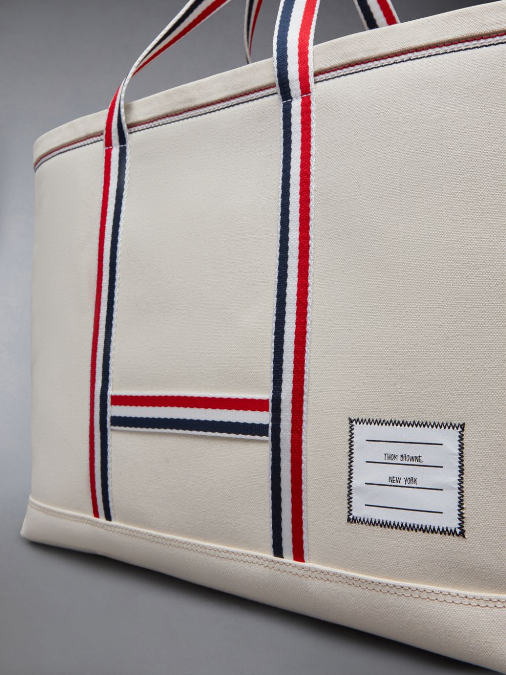 Thom Browne Canvas Stripe Medium Tool Donna Borse Tote Bianche | SQP51X27243