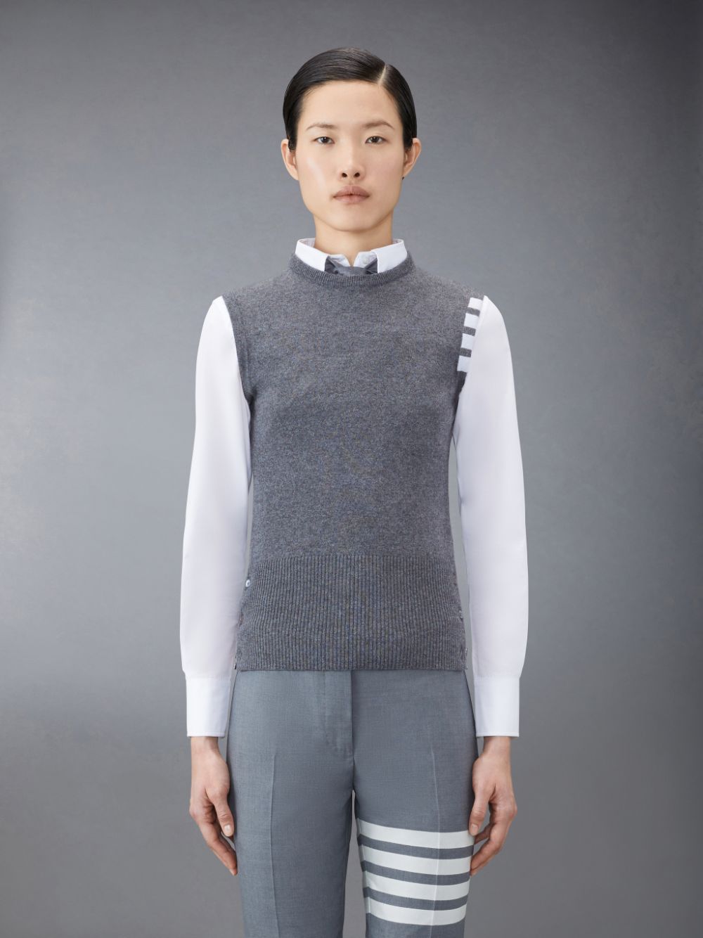 Thom Browne Cashmere 4-Bar Classic Shell Top Donna Gilet Grigie | VVG91Z12662