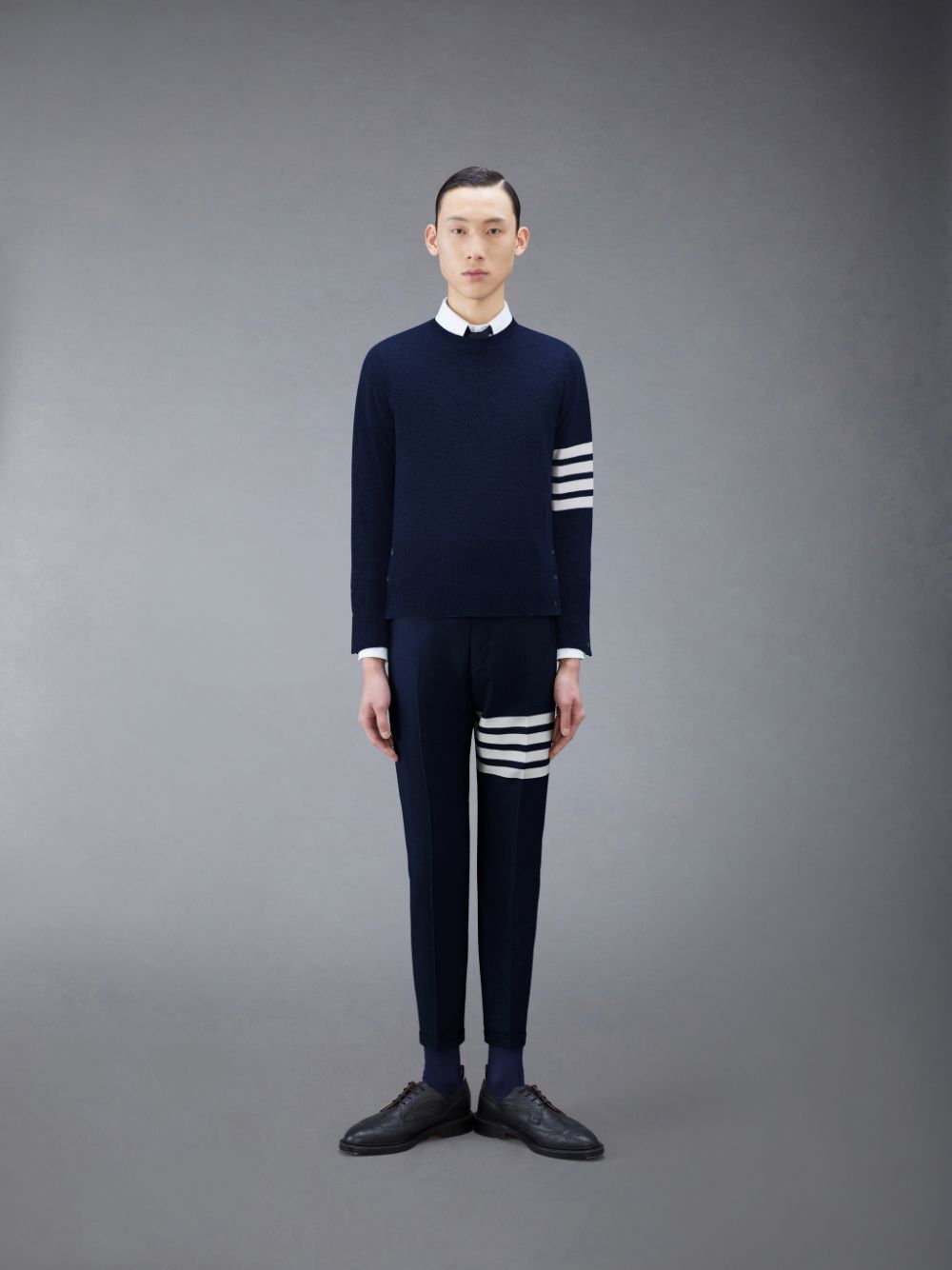 Thom Browne Cashmere 4-Bar Classic Uomo Pullover Blu | NDR98P76484