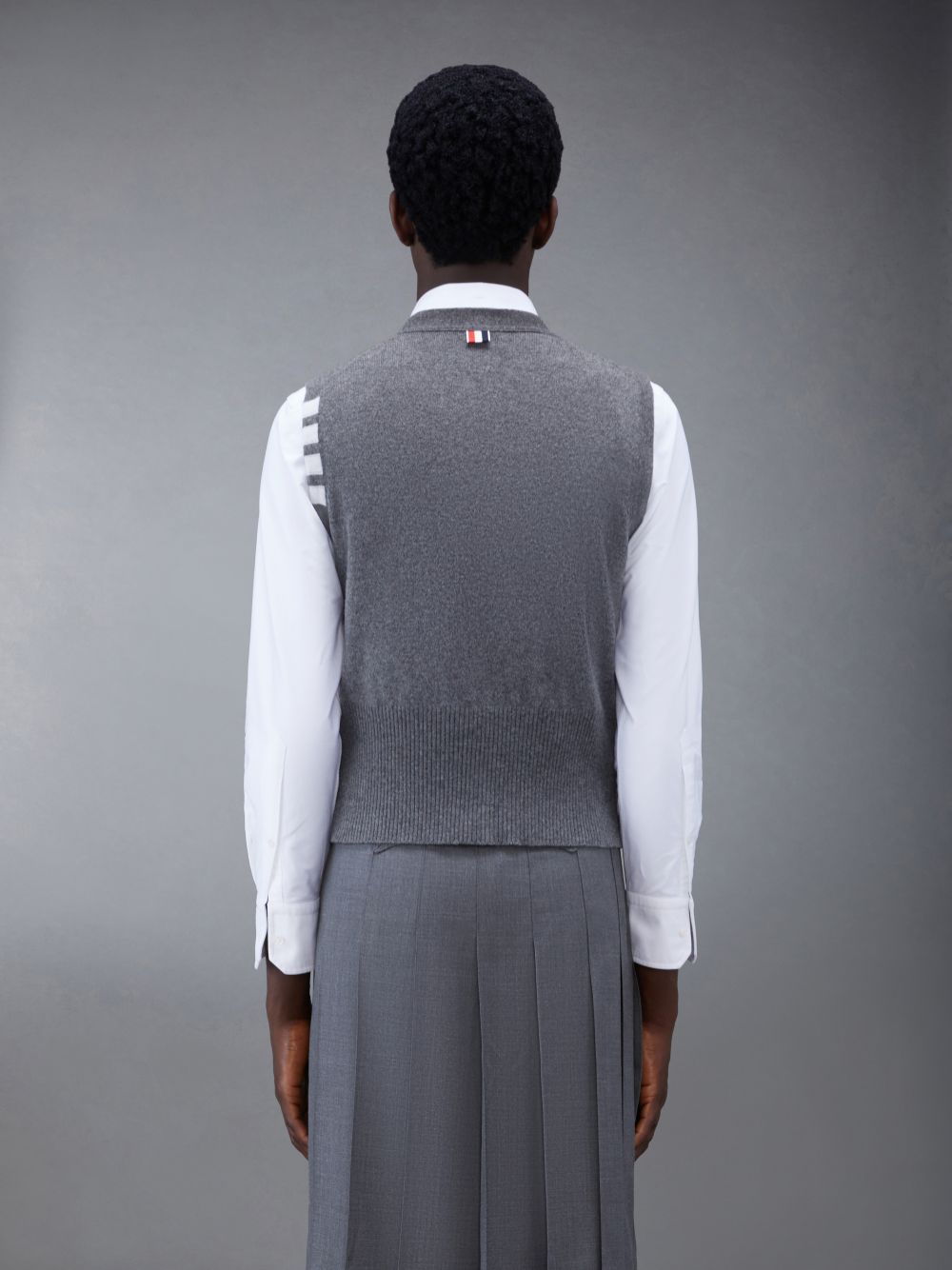 Thom Browne Cashmere 4-Bar Classic V-Neck Cardigan Uomo Gilet Grigie | UUS72B02043