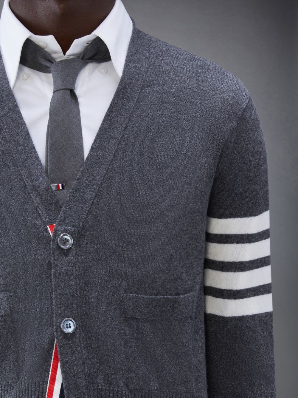 Thom Browne Cashmere 4-Bar Classic V-Neck Uomo Cardigan Grigie | LBD84L20046