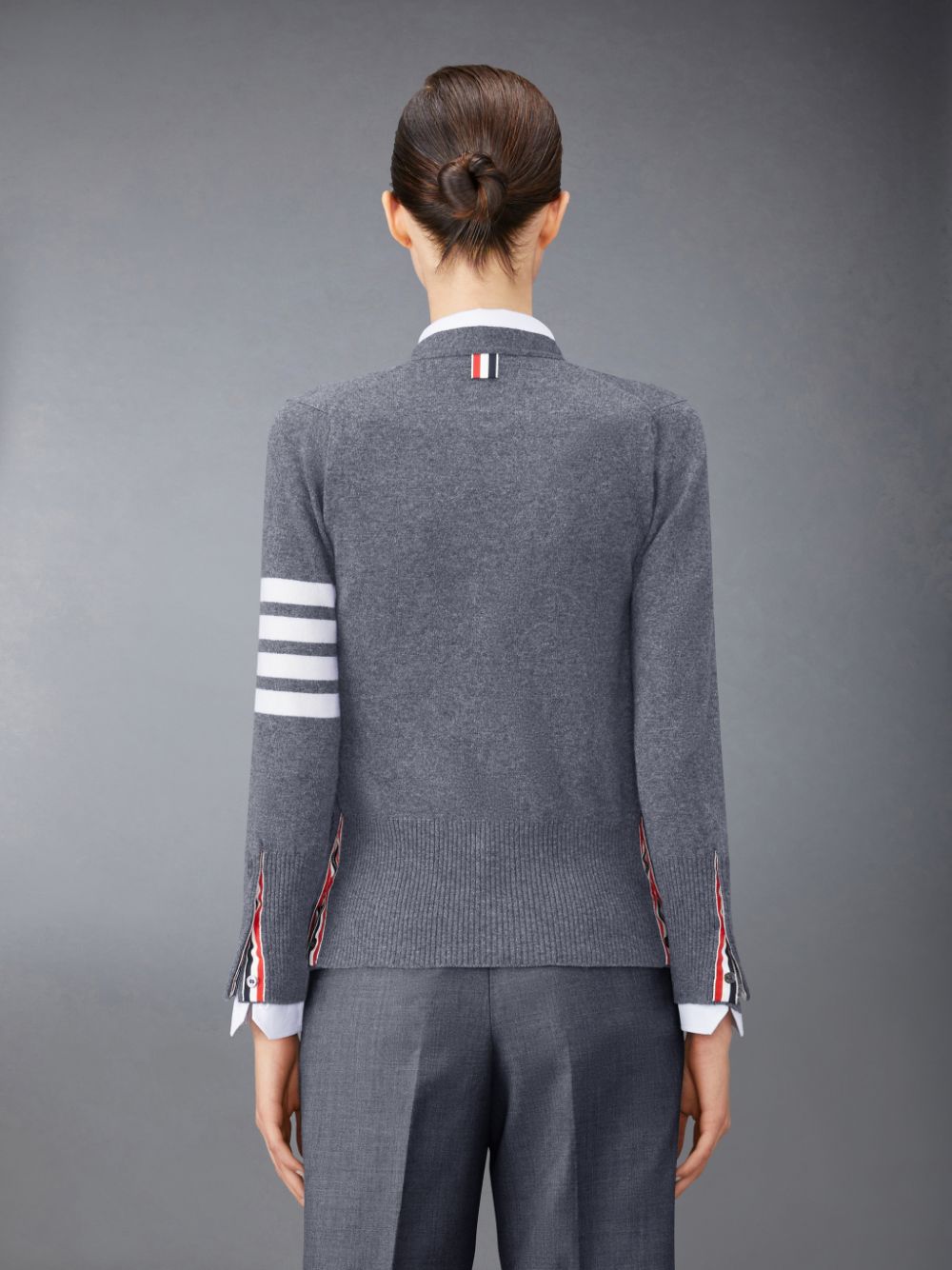 Thom Browne Cashmere 4-Bar Classic V-Neck Donna Cardigan Grigie | TWQ23Y62771