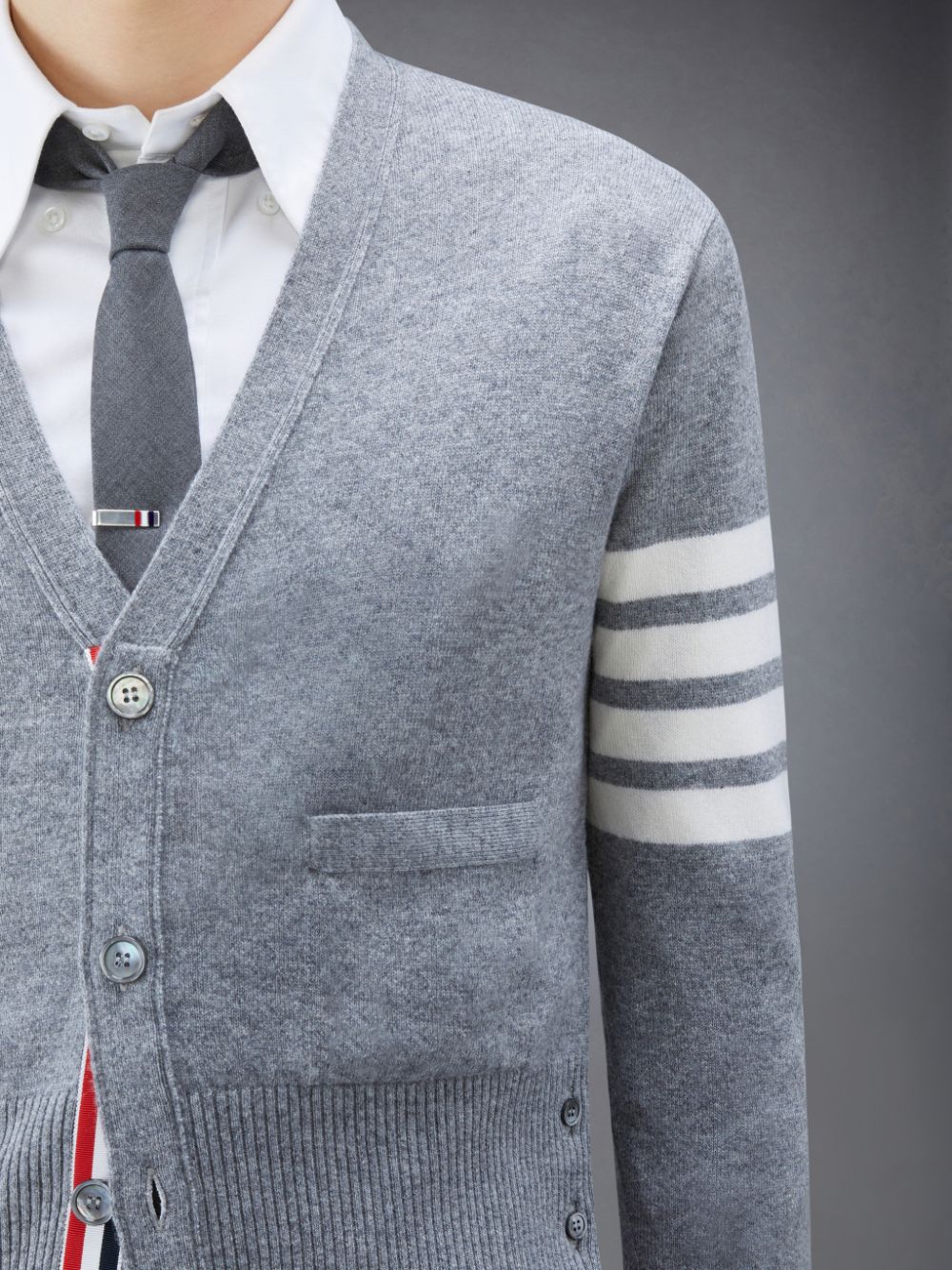 Thom Browne Cashmere 4-Bar Classic V-Neck Uomo Cardigan Grigie | VOF57I34279