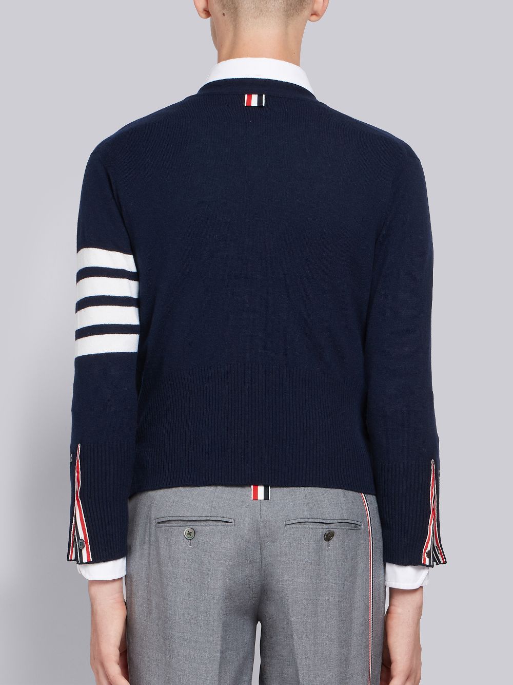 Thom Browne Cashmere 4-bar Short V-neck Uomo Cardigan Blu Marino | CKD97H28829