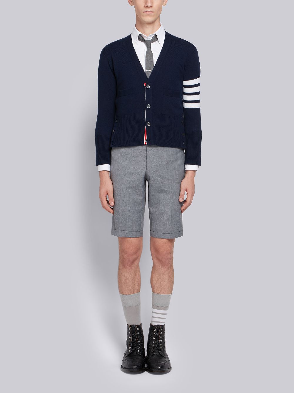 Thom Browne Cashmere 4-bar Short V-neck Uomo Cardigan Blu Marino | CKD97H28829