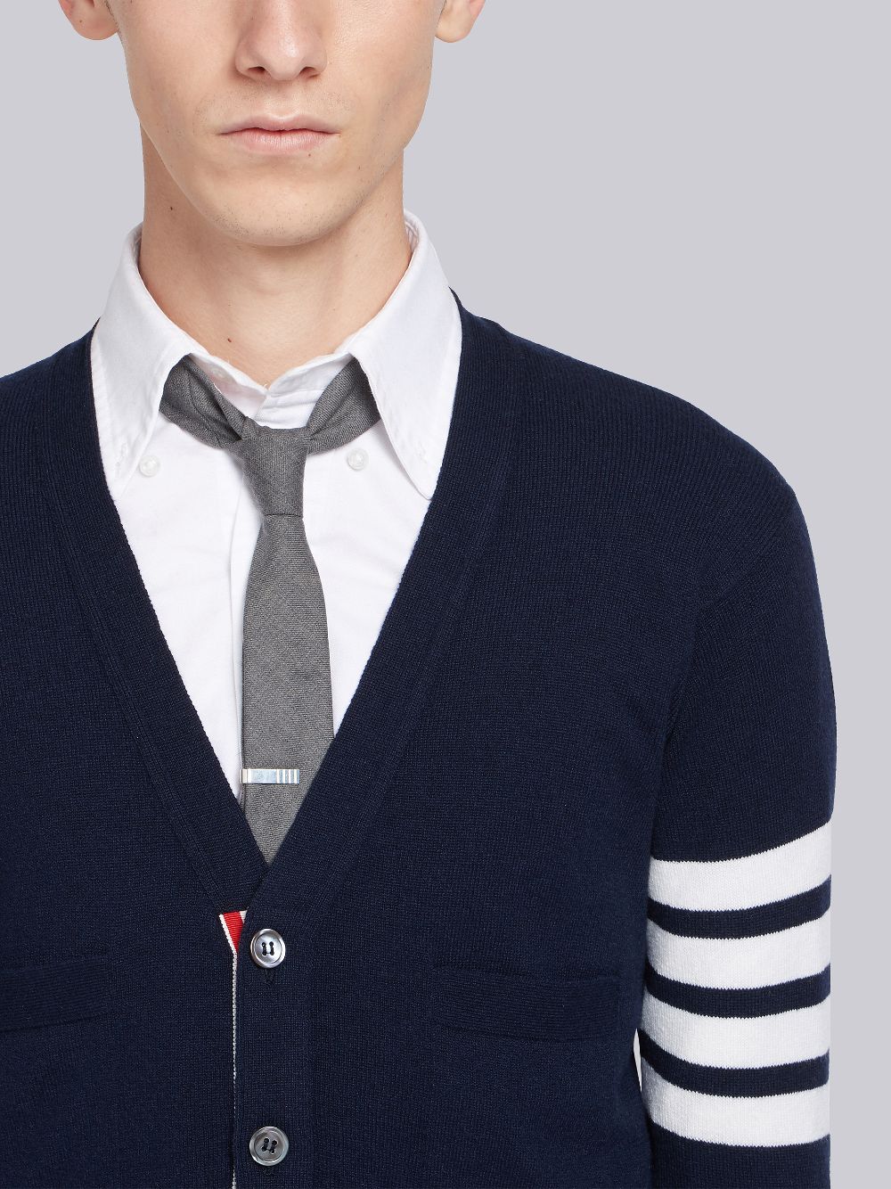 Thom Browne Cashmere 4-bar Short V-neck Uomo Cardigan Blu Marino | CKD97H28829