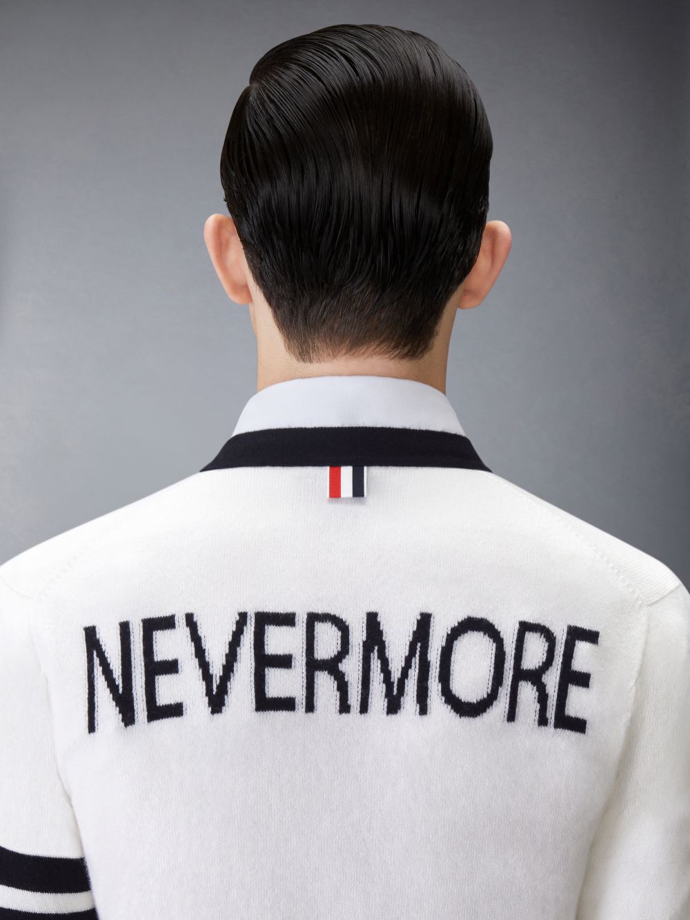 Thom Browne Cashmere Nevermore Intarsia 4-Bar Classic Short Uomo Cardigan Bianche | GDQ49J80558