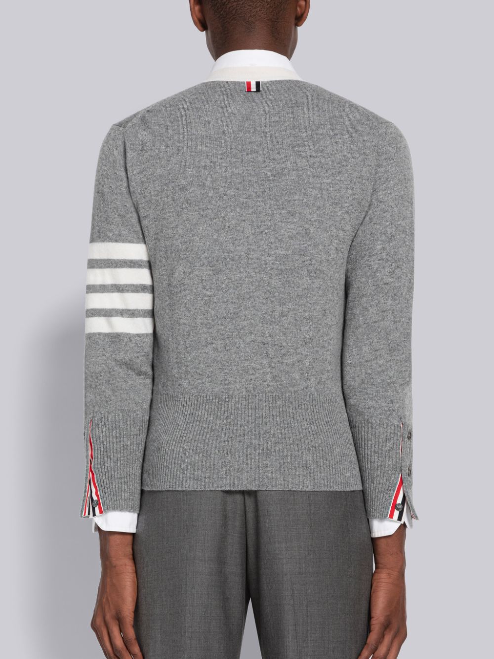 Thom Browne Cashmere Stripe V-Neck Uomo Cardigan Grigie | WXL24Y40974