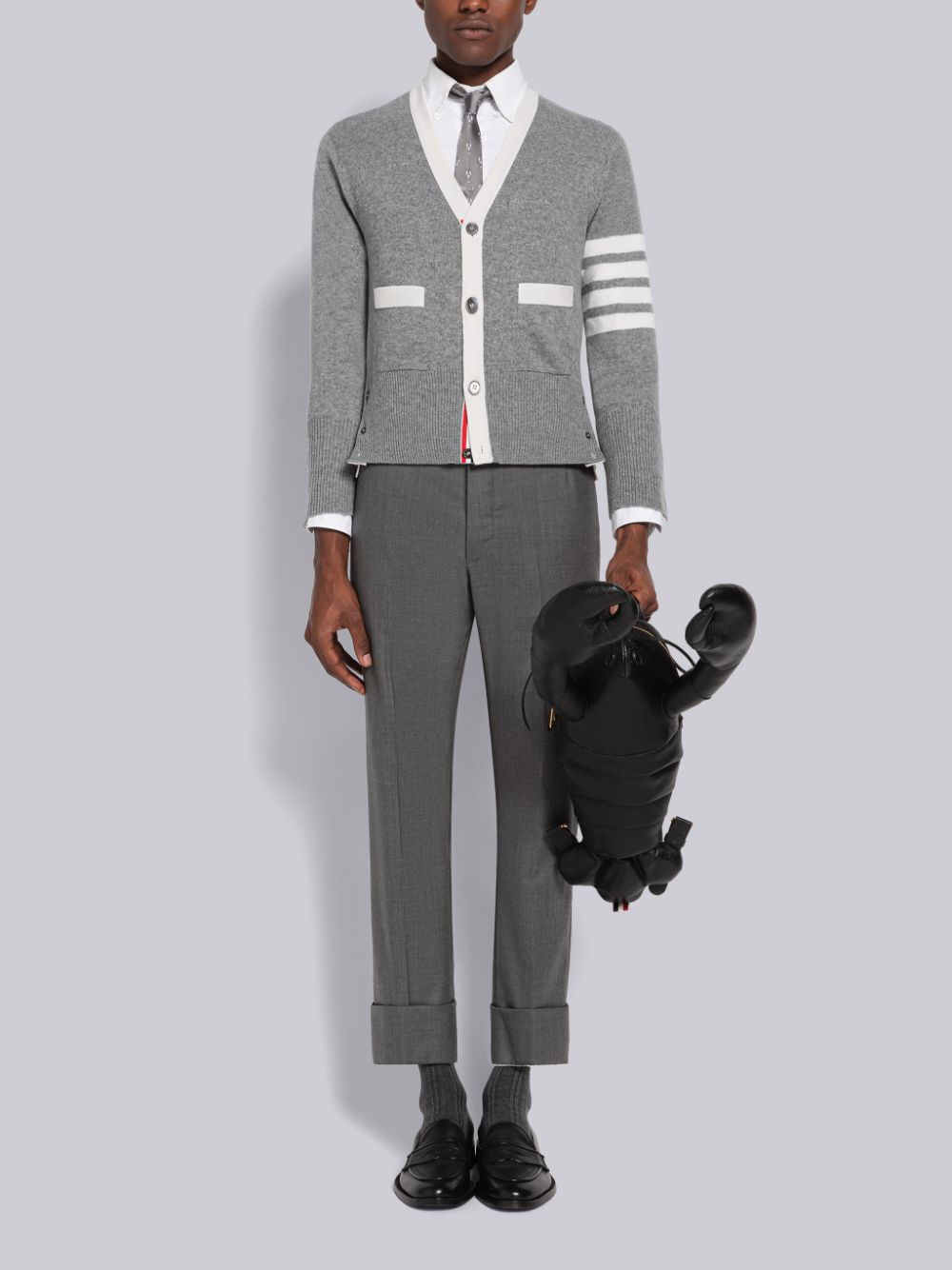 Thom Browne Cashmere Stripe V-Neck Uomo Cardigan Grigie | WXL24Y40974