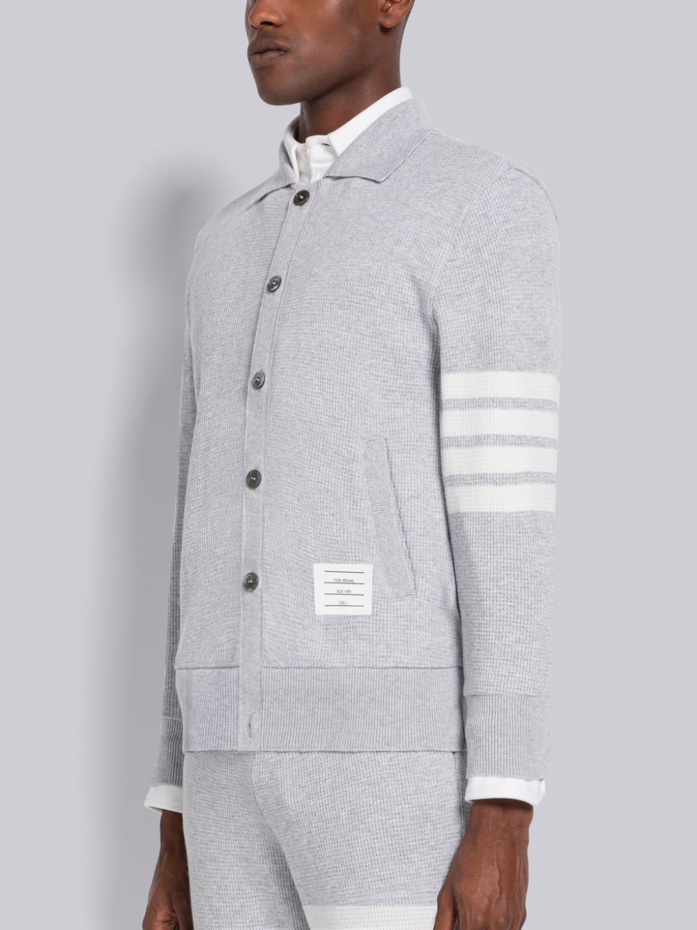 Thom Browne Cashmere Waffle 4-Bar Jacket Uomo Cardigan Grigie | HBN51Y20386