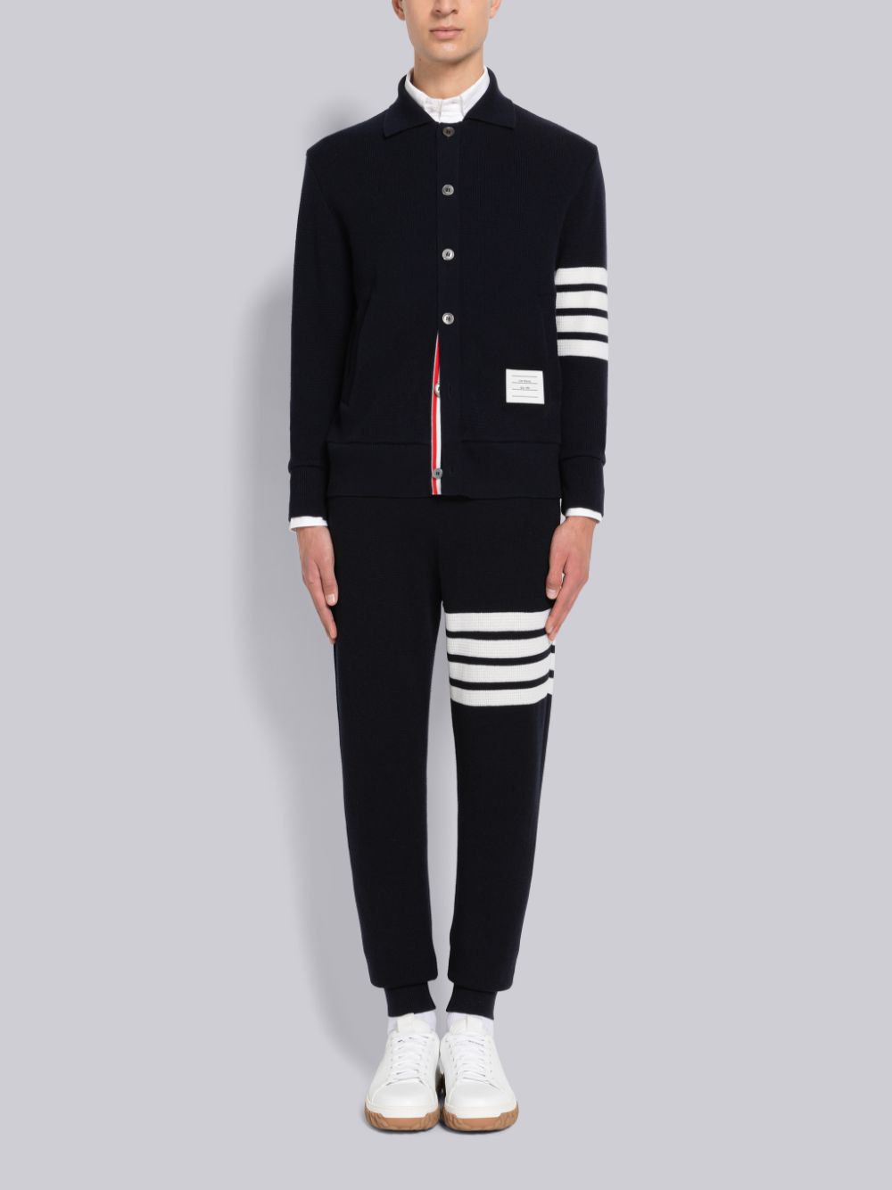 Thom Browne Cashmere Waffle 4-Bar Jacket Uomo Cardigan Blu | NLP73S99344