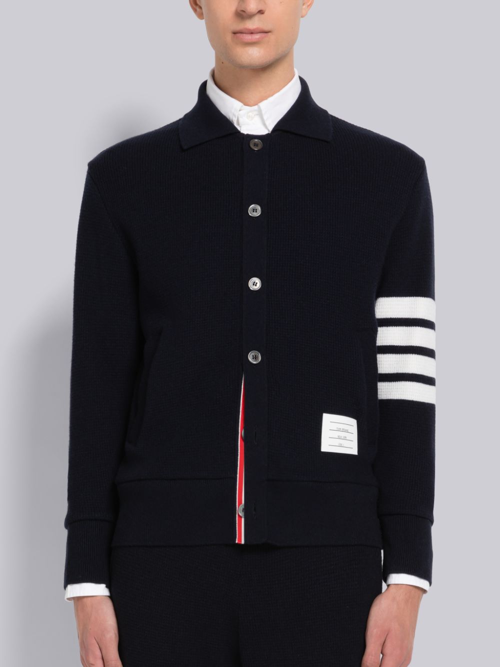 Thom Browne Cashmere Waffle 4-Bar Jacket Uomo Cardigan Blu | NLP73S99344