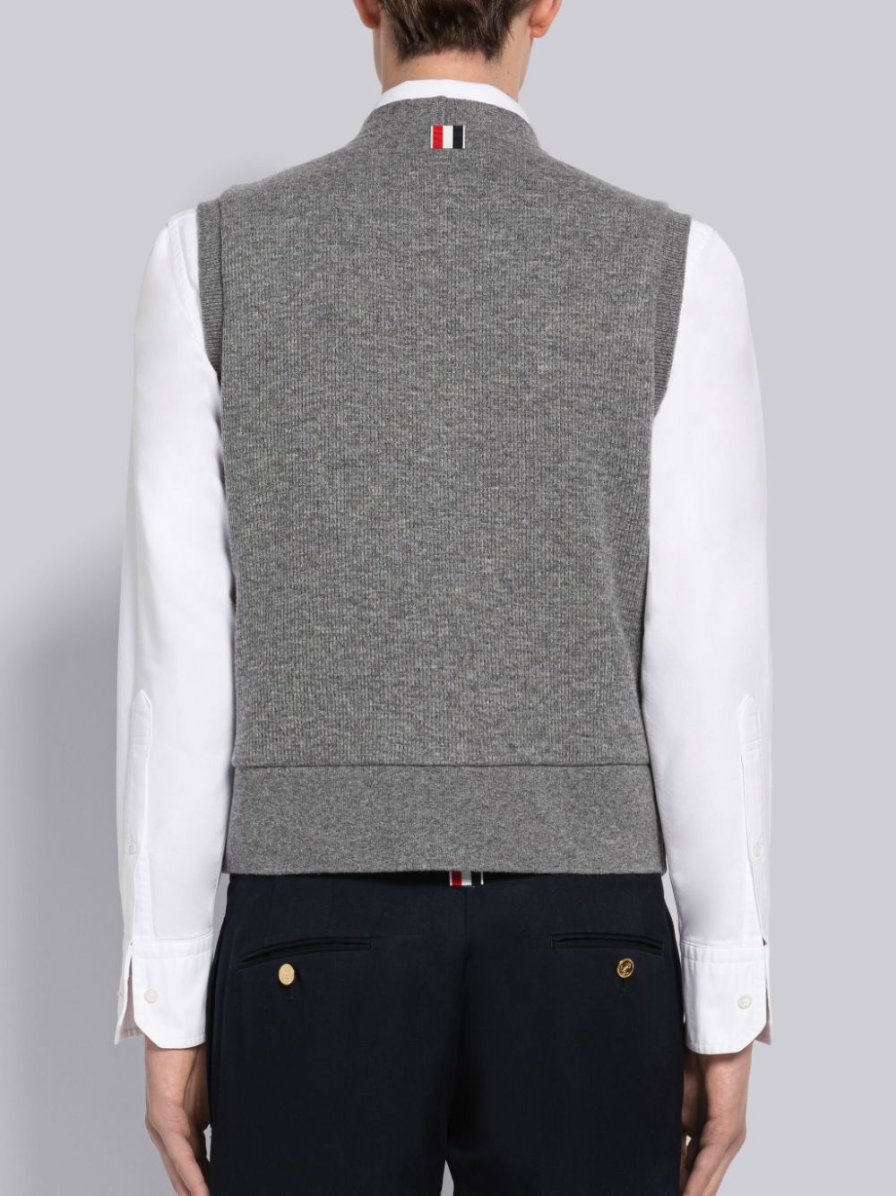 Thom Browne Cashmere Waffle Cardigan Uomo Gilet Grigie | ANT00D71027