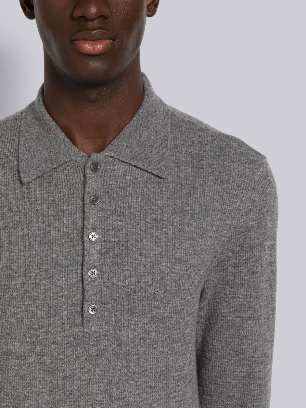 Thom Browne Cashmere Waffle Long Sleeve Uomo Polo Grigie | GOE40E73659