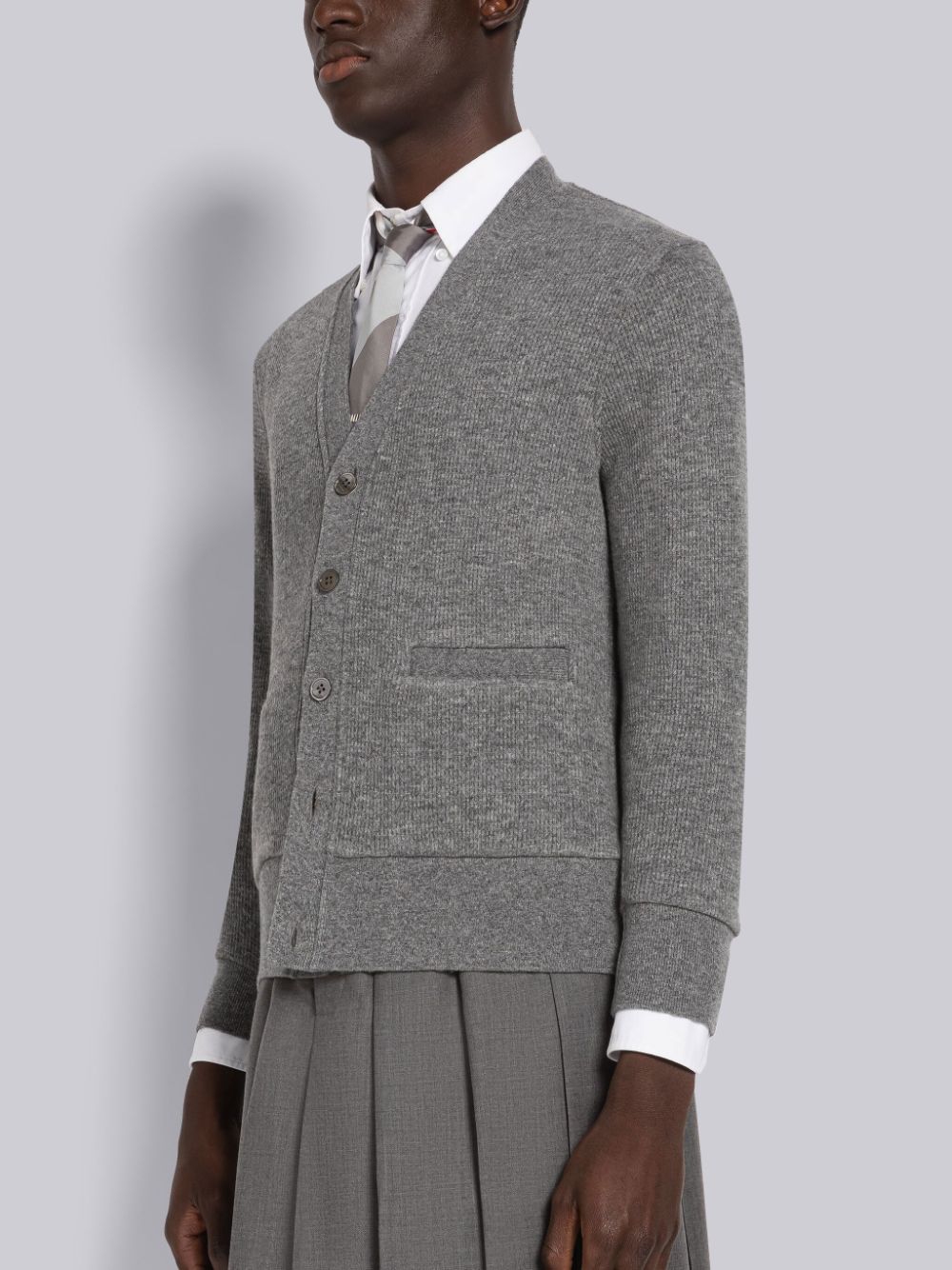 Thom Browne Cashmere Waffle Uomo Cardigan Grigie | RIT39L53454