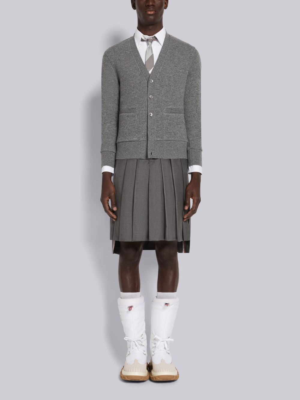 Thom Browne Cashmere Waffle Uomo Cardigan Grigie | RIT39L53454