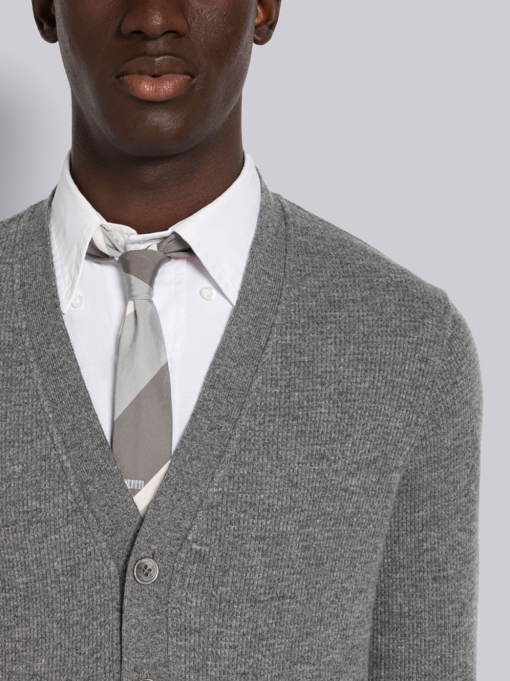 Thom Browne Cashmere Waffle Uomo Cardigan Grigie | RIT39L53454