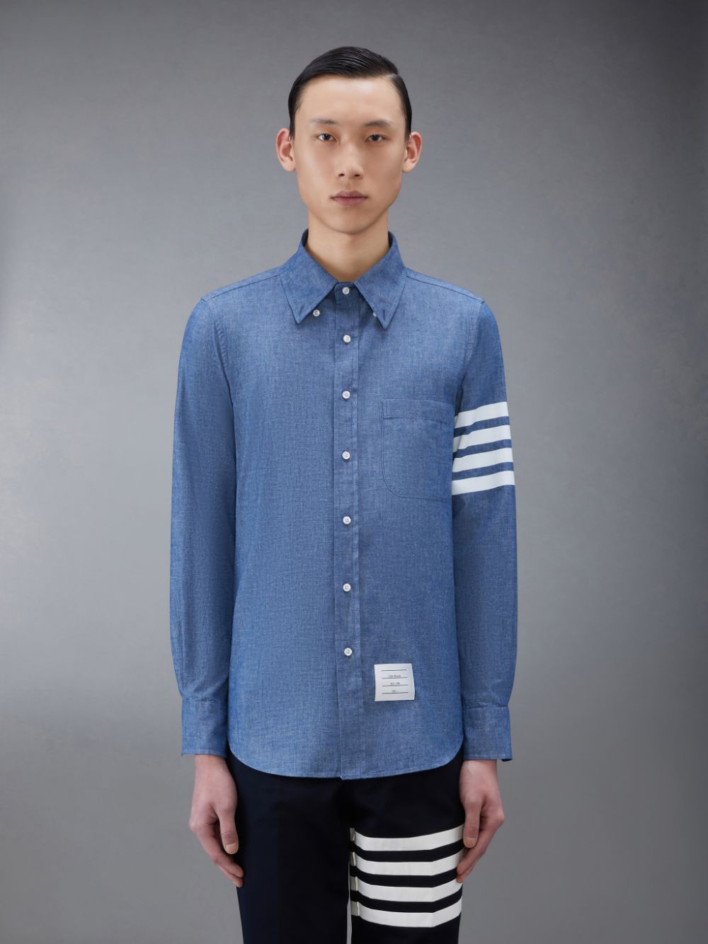 Thom Browne Chambray 4-Bar Uomo Camicie Blu | GZC38P67484