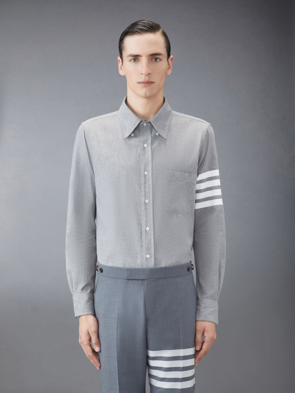 Thom Browne Chambray 4-Bar Uomo Camicie Grigie | GGZ47P20131