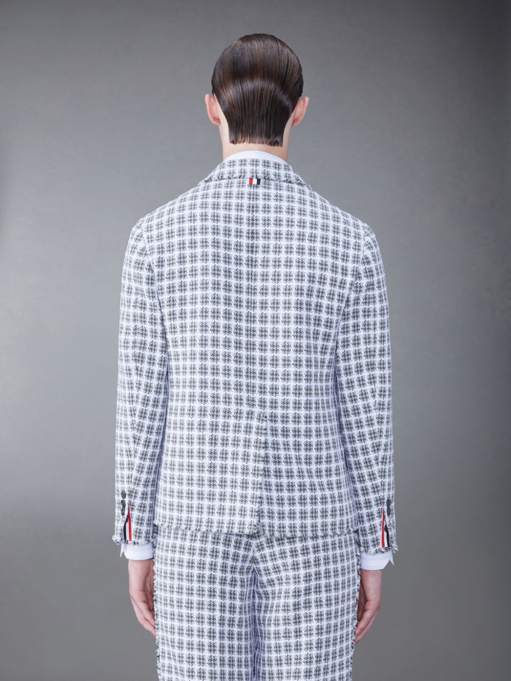 Thom Browne Check Summer Tweed Fray Sack Sport Uomo Cappotti Grigie | JHM21P32715