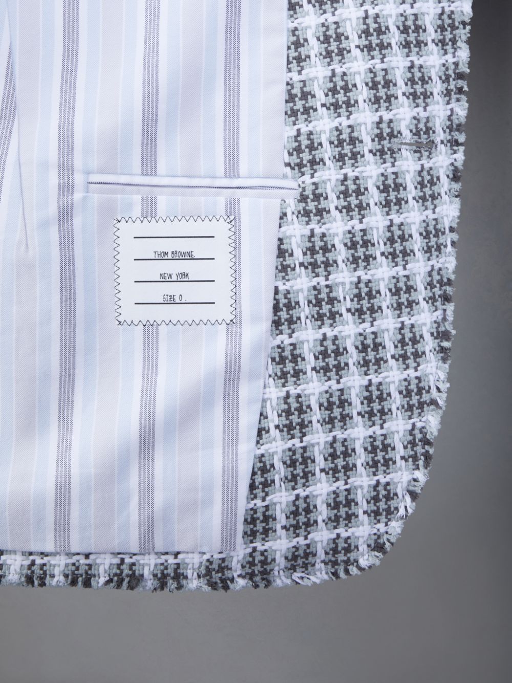 Thom Browne Check Summer Tweed Fray Sack Sport Uomo Cappotti Grigie | JHM21P32715