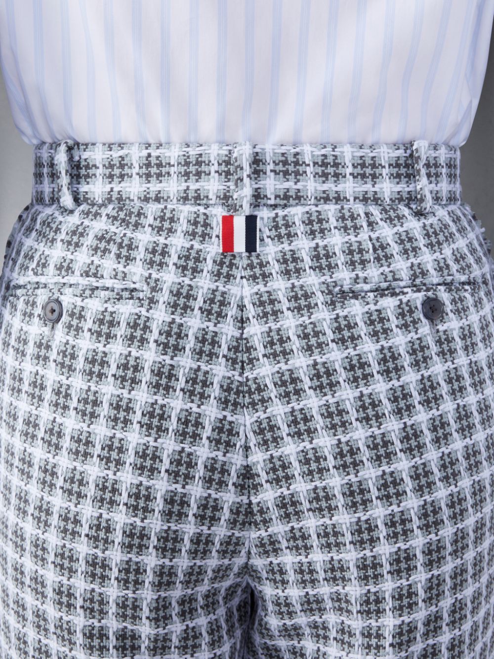 Thom Browne Check Summer Tweed Fray Sack Uomo Pantaloni Grigie | ABP82B50684